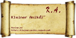 Kleiner Anikó névjegykártya