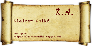 Kleiner Anikó névjegykártya
